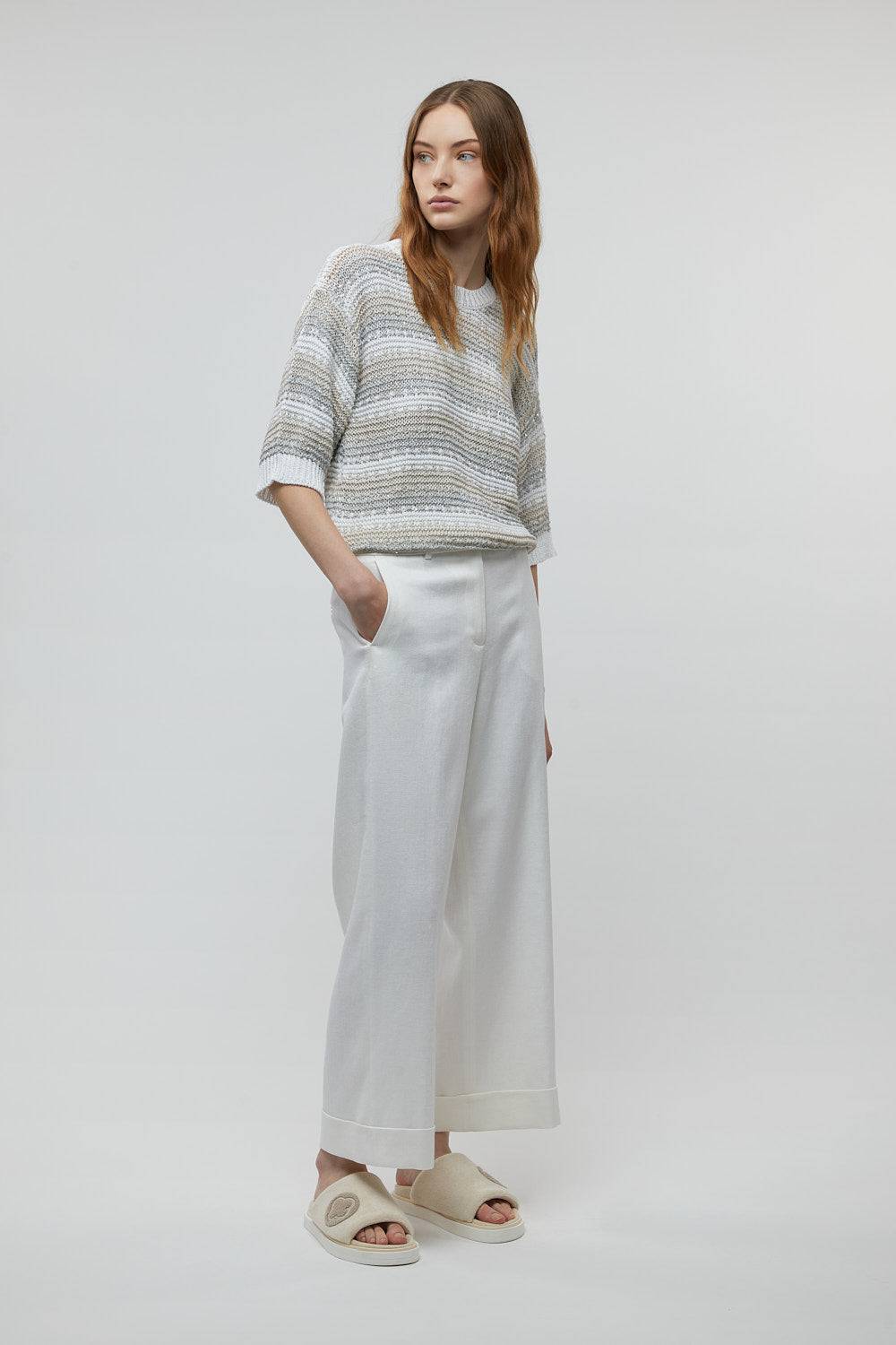 Peserico Maglia in filato di viscosa, lino, tencel e paillettes Sconto