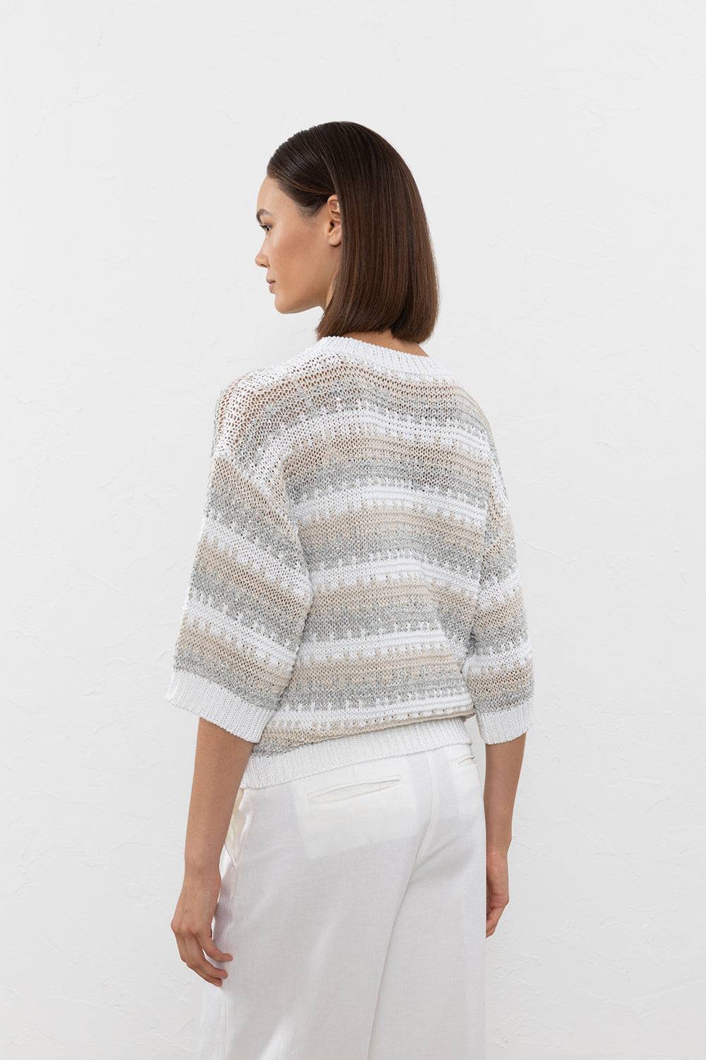 Peserico Maglia in filato di viscosa, lino, tencel e paillettes Sconto