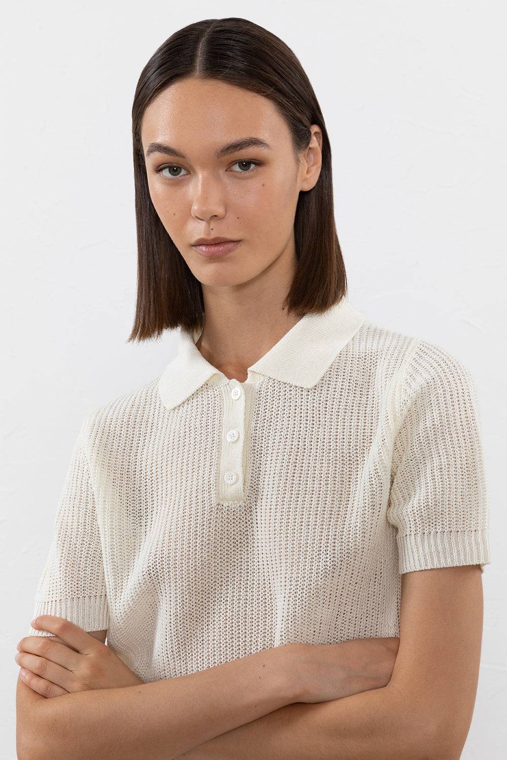 Peserico Maglia in filato di lino cotone crepe melange Offerta