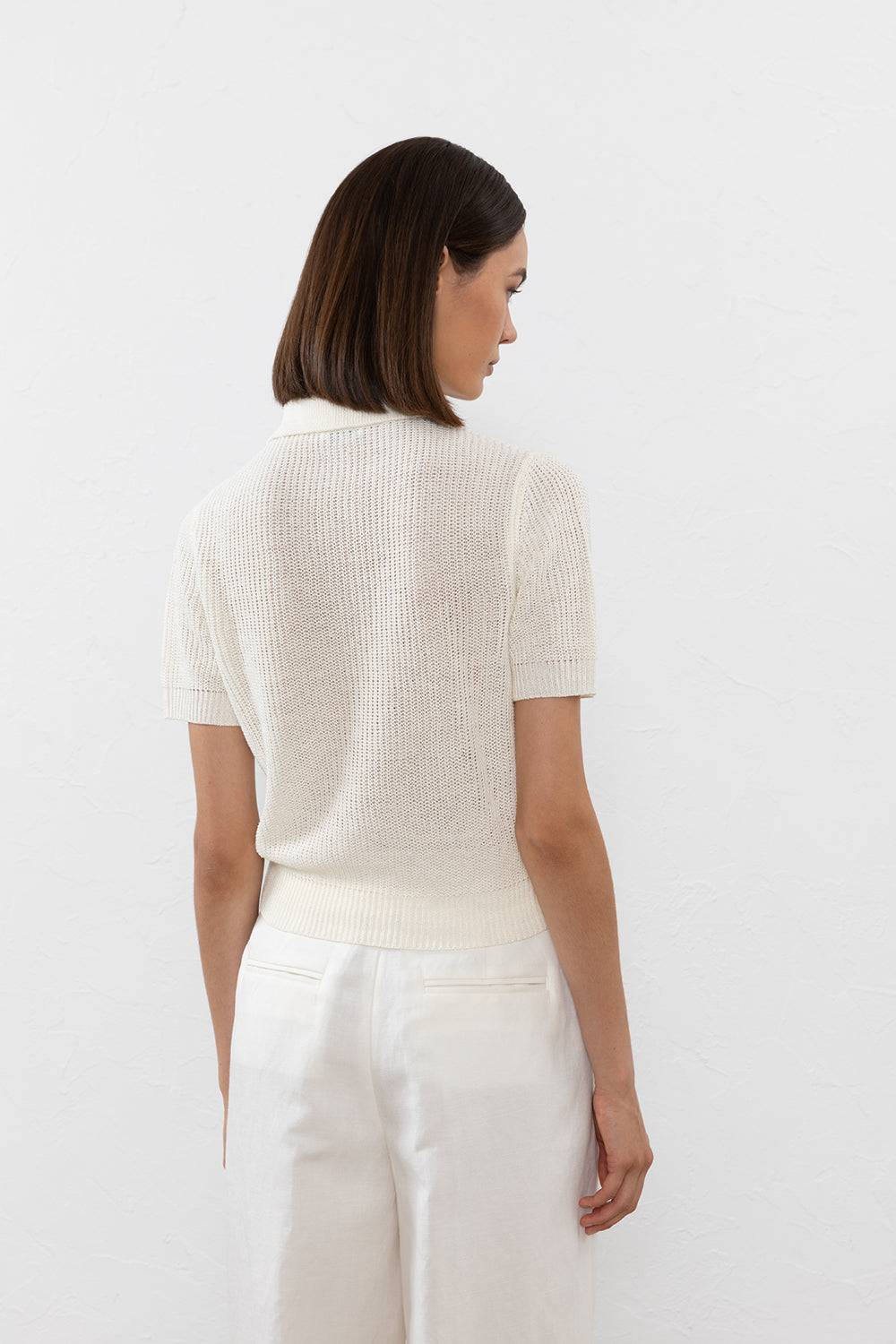 Peserico Maglia in filato di lino cotone crepe melange Offerta