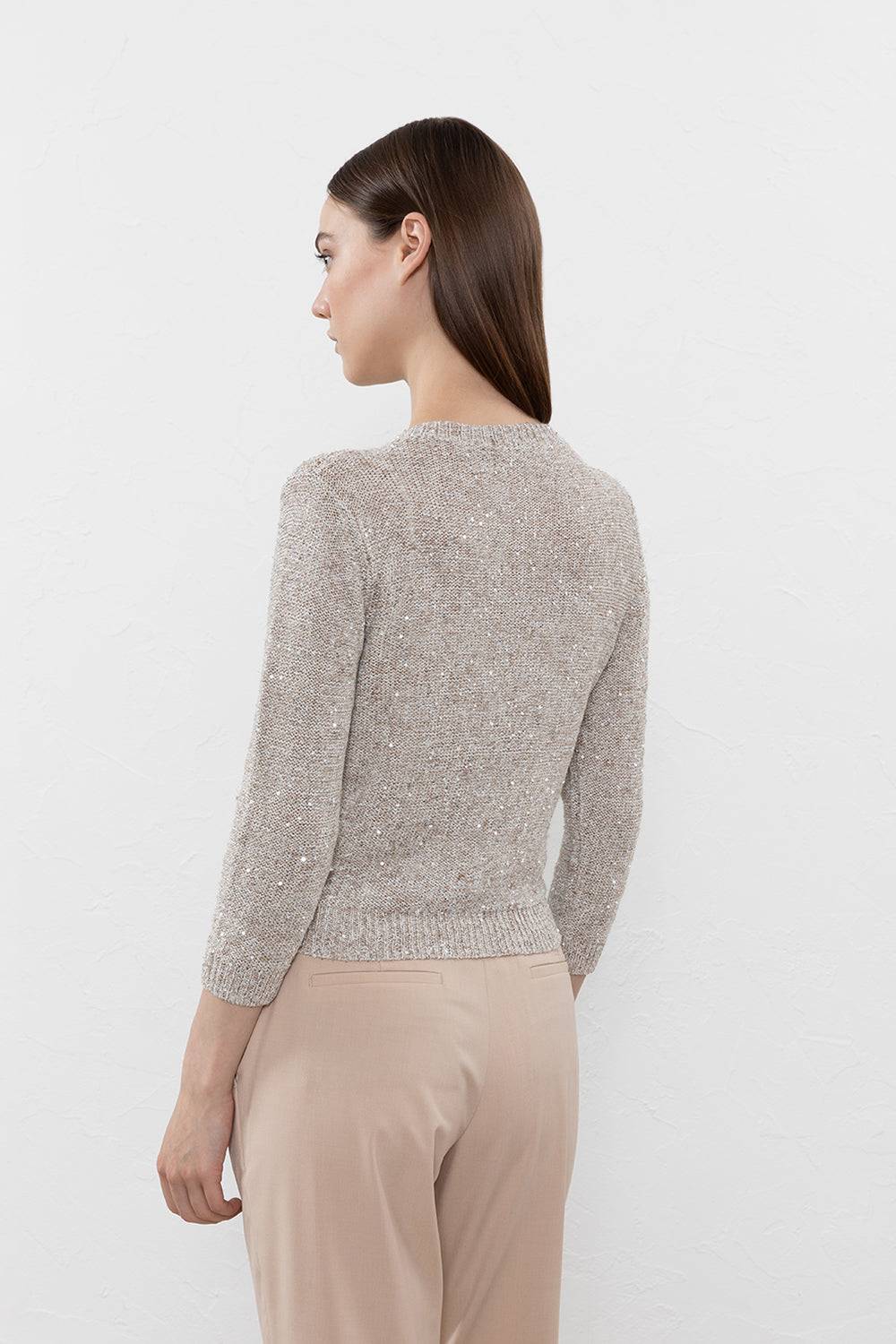 Peserico Maglia in filato di misto lino, viscosa e tencel con paillettes Economico