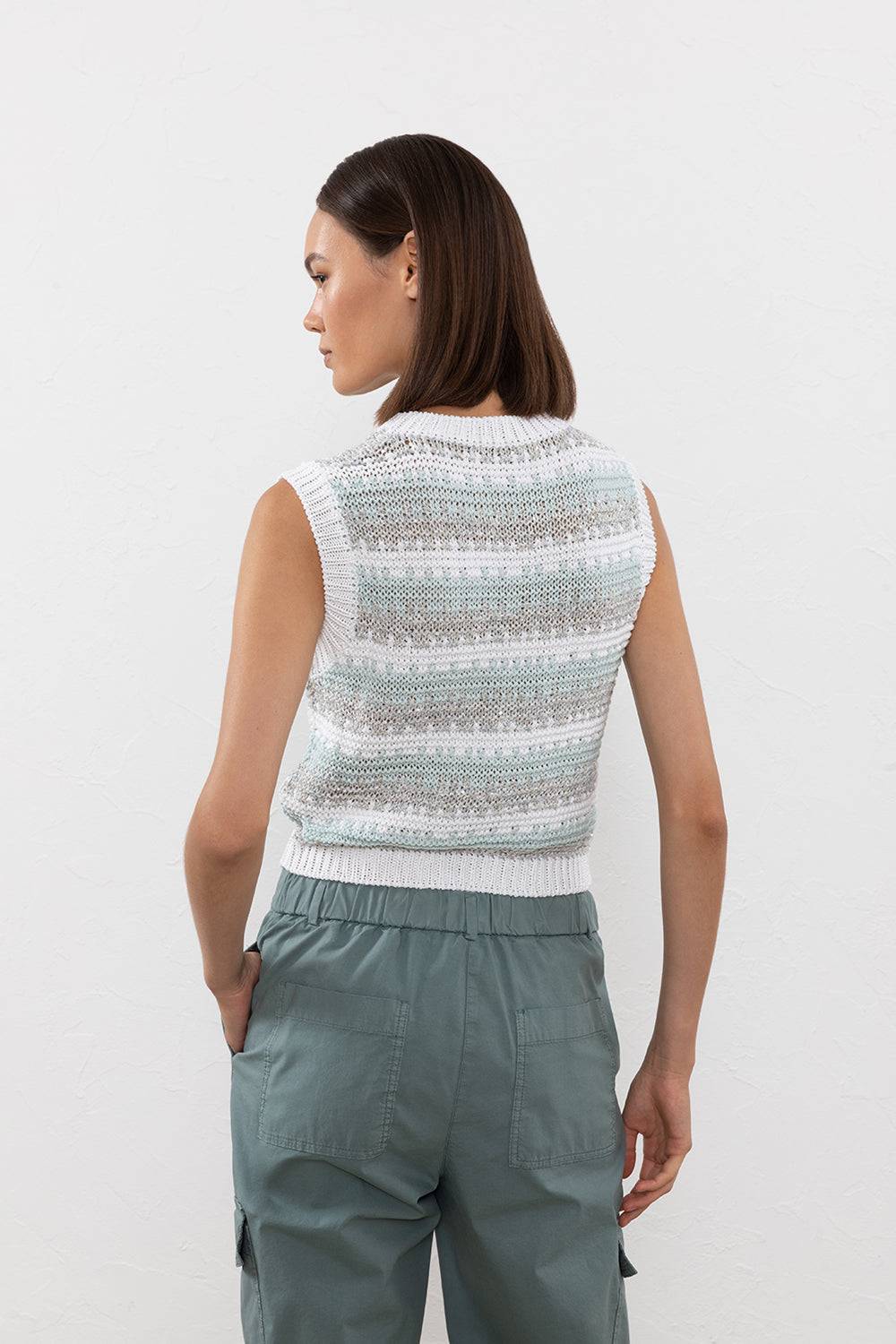 Peserico Top in filato di viscosa, lino, lurex e paillettes Outlet