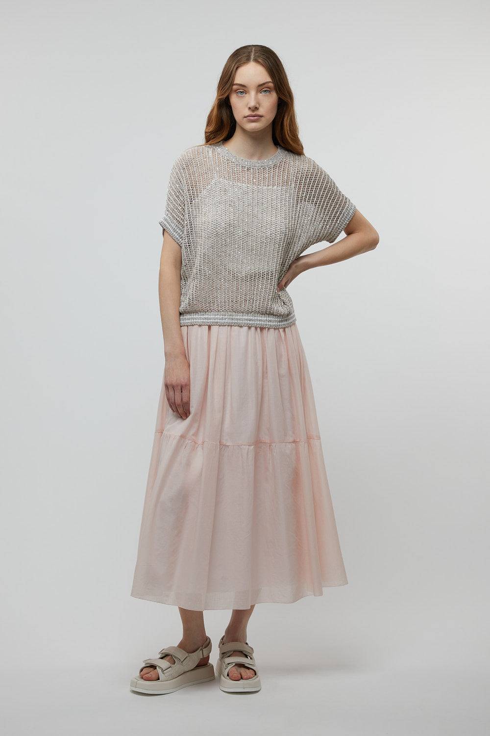 Peserico Maglia in filato di lino, viscosa e paillettes In Vendita