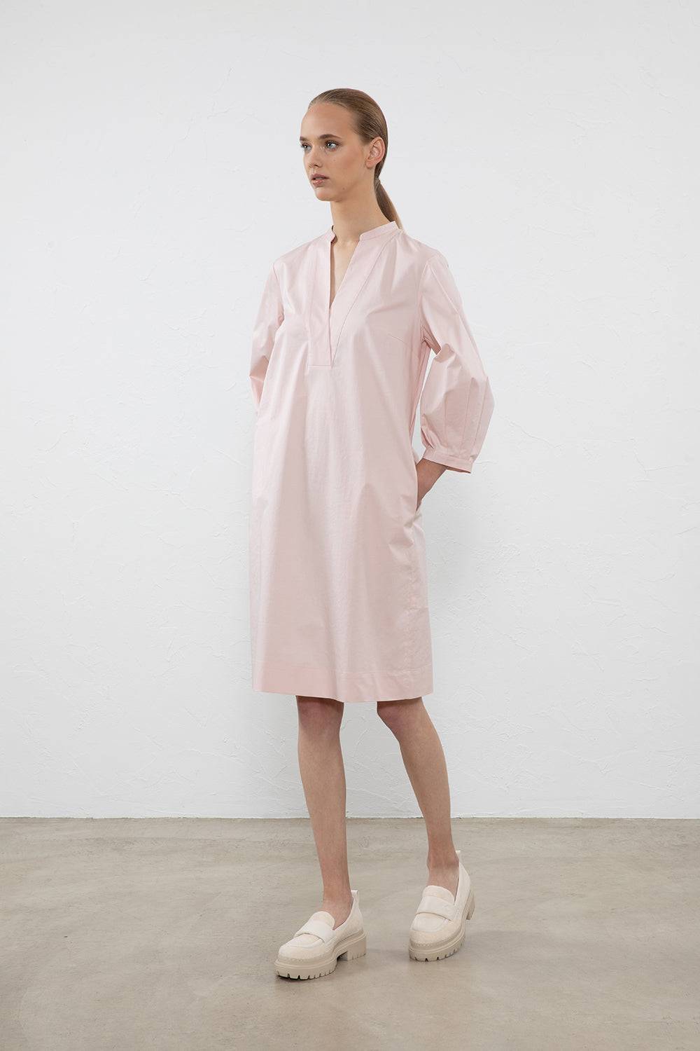 Peserico Abito midi in popeline di cotone stretch Saldi Di Fabbrica