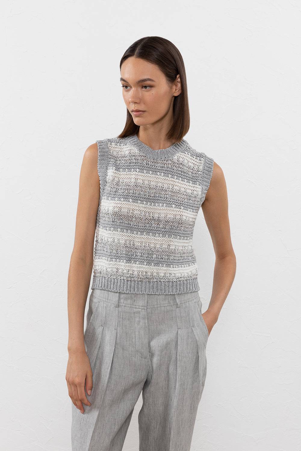 Peserico Top in filato di viscosa, lino, lurex e paillettes Negozio online di fabbrica