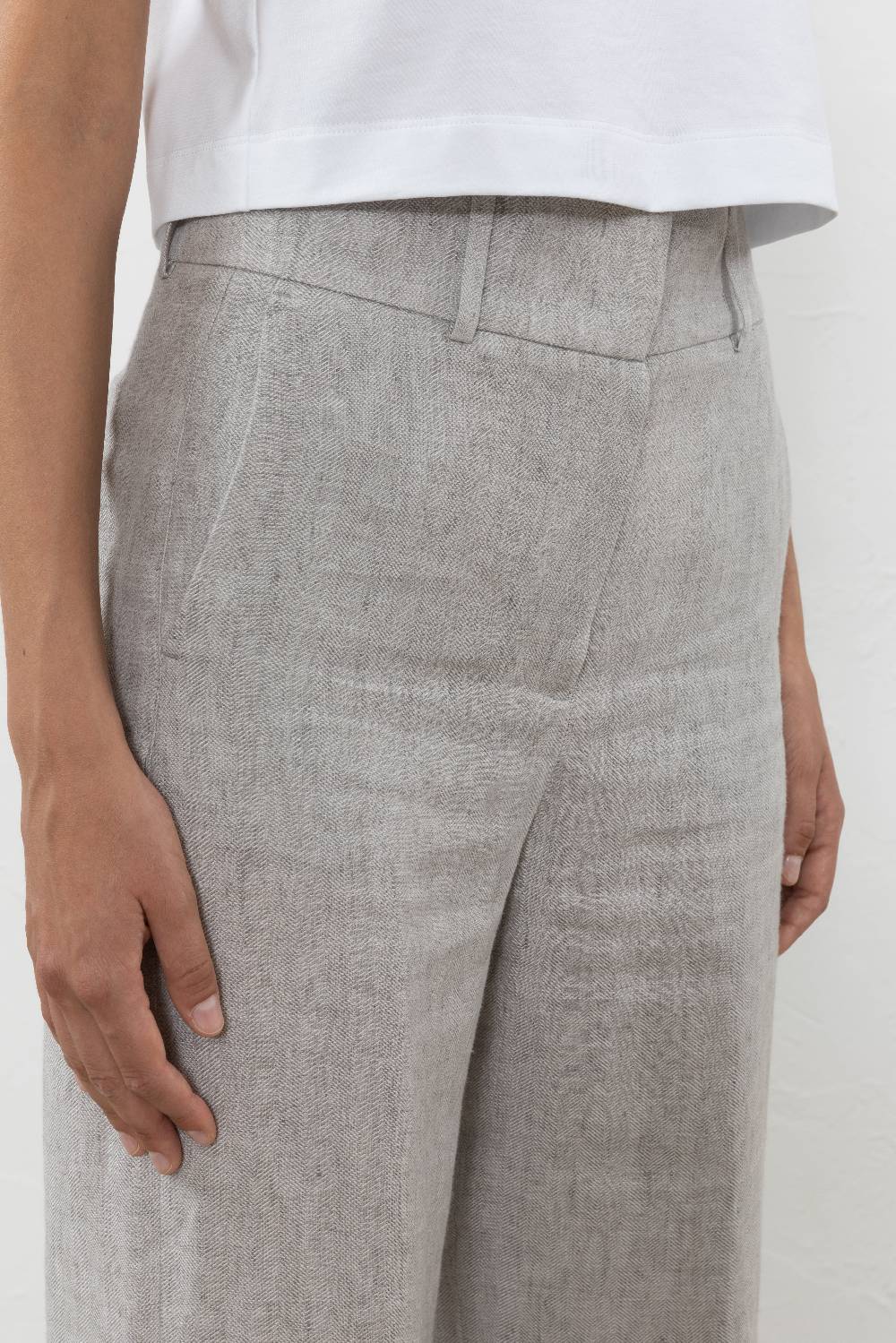 Peserico Pantalone in tela spinata di puro lino Offerta Pasqua