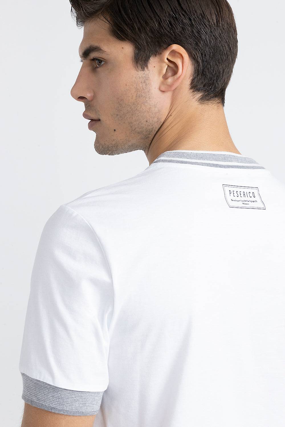 Peserico T-shirt in jersey di cotone con dettagli tricot Promozione temporanea