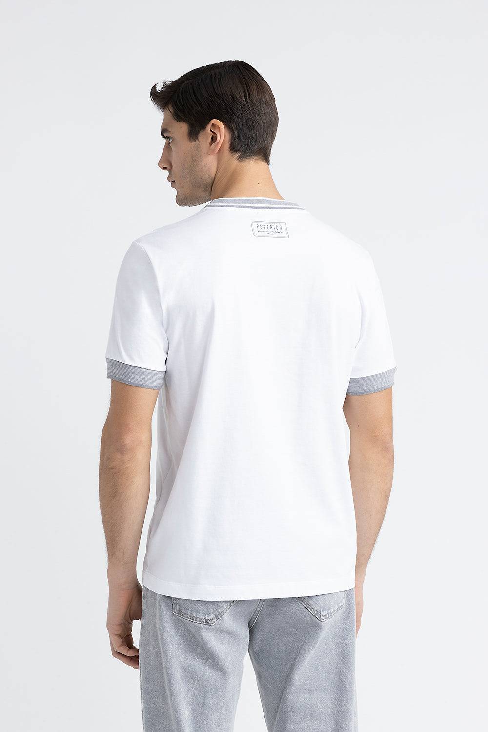Peserico T-shirt in jersey di cotone con dettagli tricot Promozione temporanea