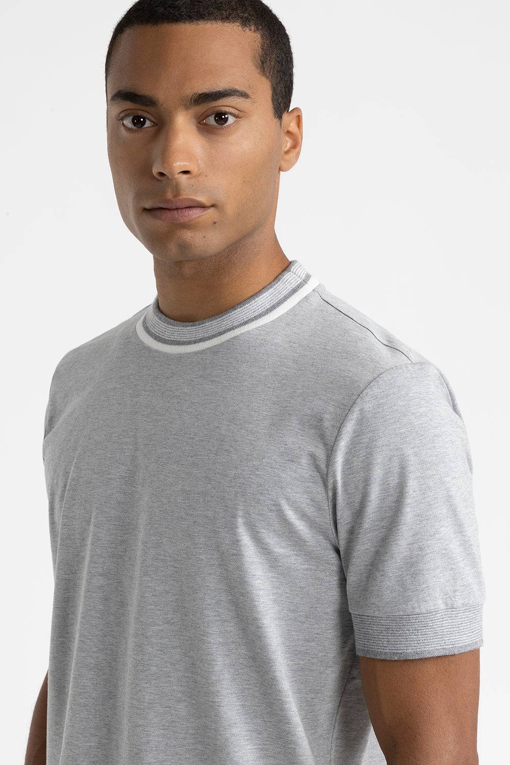 Peserico T-shirt in jersey di cotone con dettagli tricot Fino al 50% di sconto