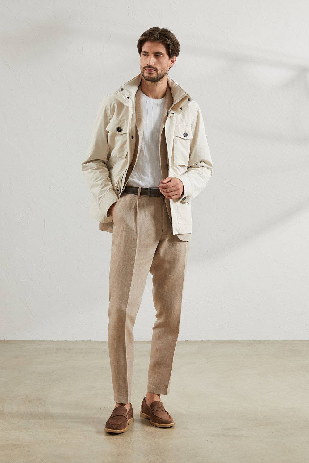 Peserico Pantalone chino in chevron di puro lino Only for today
