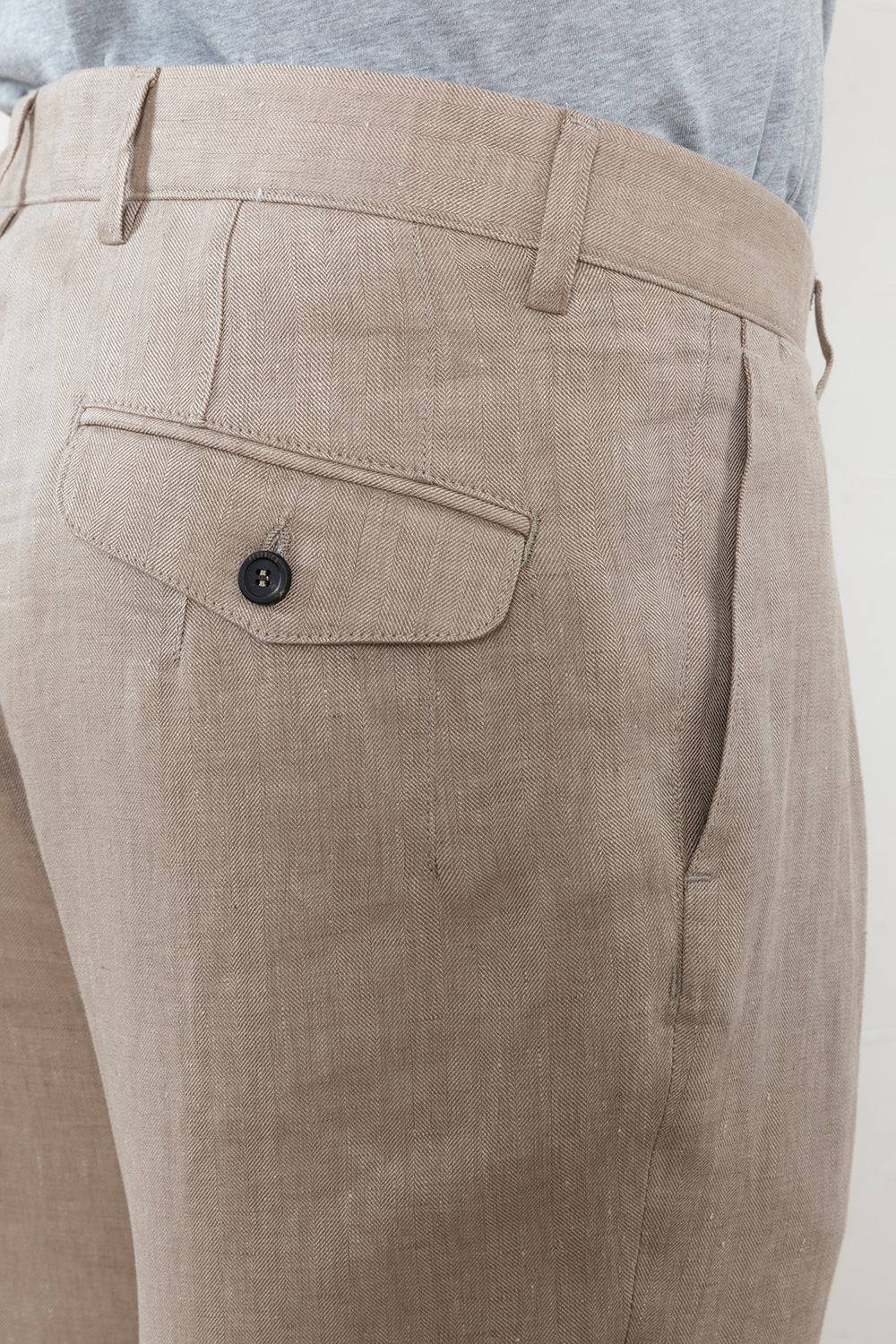 Peserico Pantalone chino in chevron di puro lino Only for today