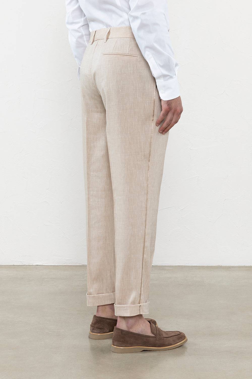 Peserico Pantalone classico in tela Estrato di lana e lino Black Friday Prezzi