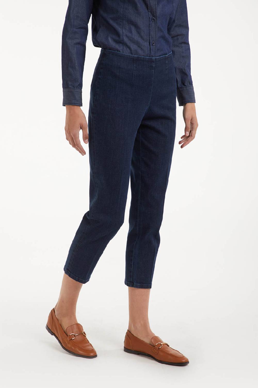 Piazza Sempione AUDREY pantalone iconico AUDREY in denim blu elasticizzato Nuovo