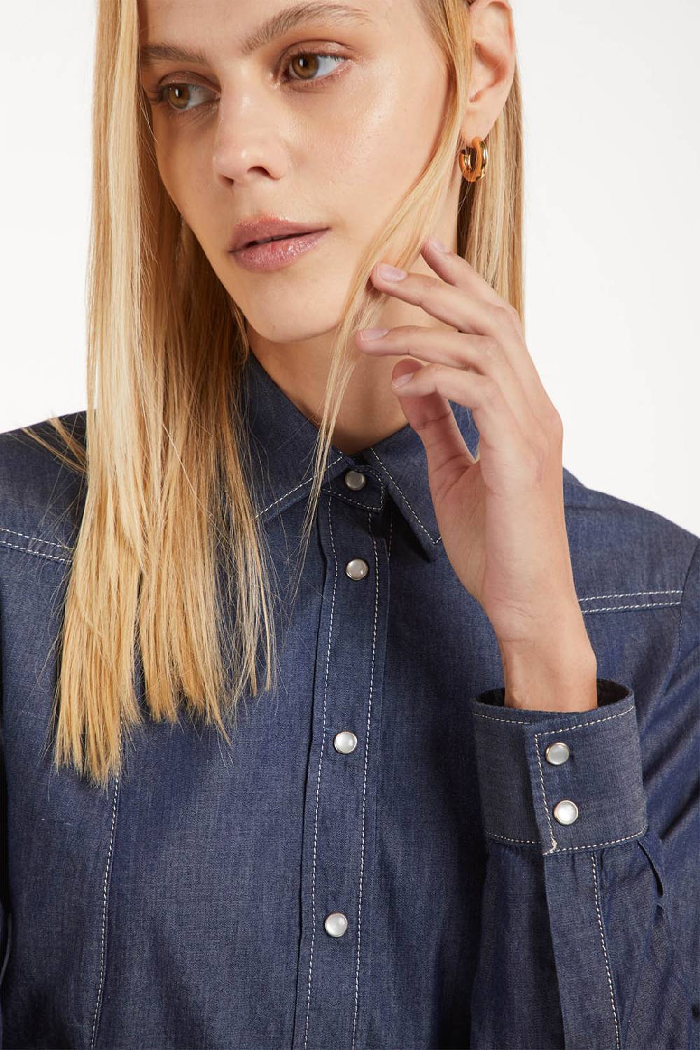 Piazza Sempione Camicia western in denim Nuovo