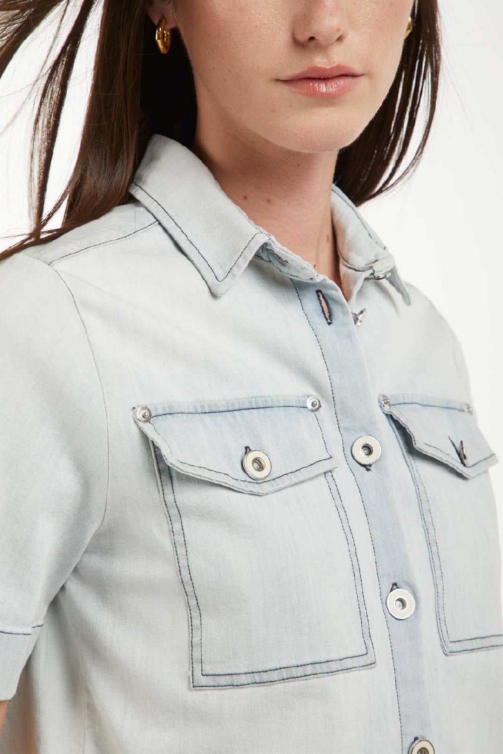 Piazza Sempione Camicia in denim manica corta Sottocosto