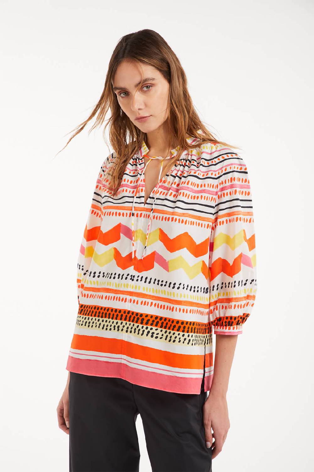 Piazza Sempione Camicia boho con stampa astratta Sconto