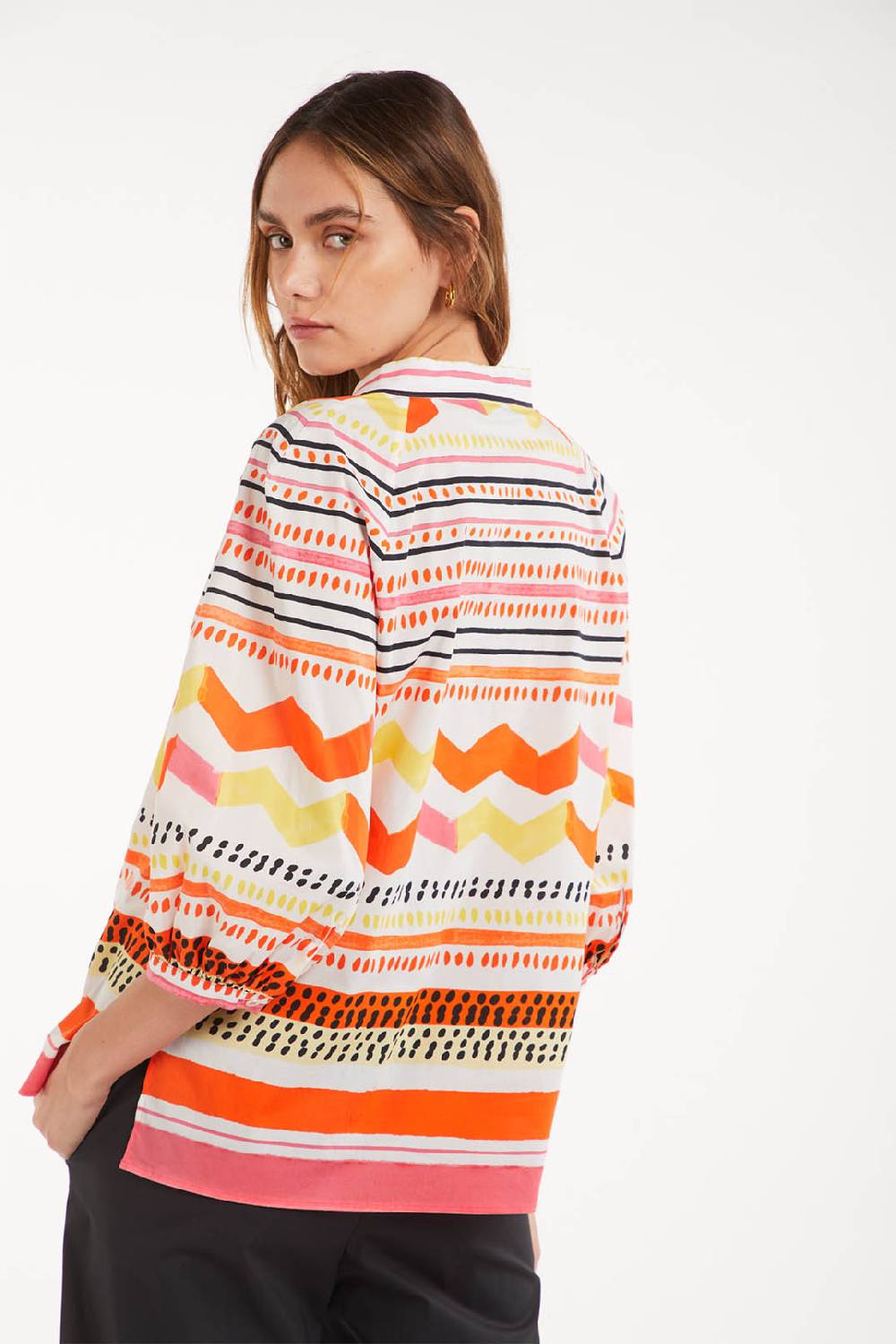 Piazza Sempione Camicia boho con stampa astratta Sconto