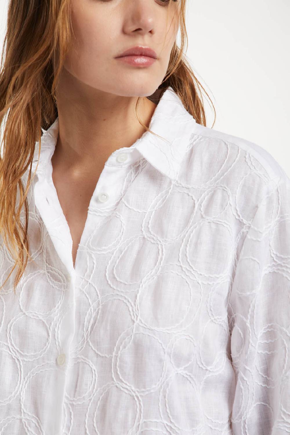 Piazza Sempione Camicia in lino e cotone ricamata Saldi