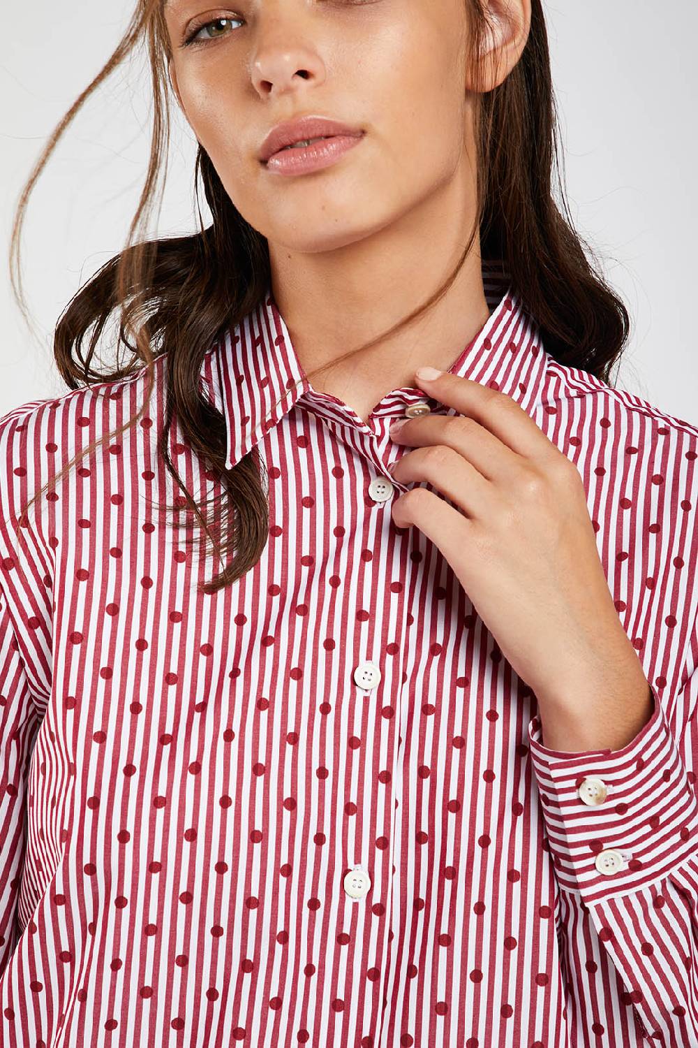 Piazza Sempione Camicia stampata a righe e pois Promozione