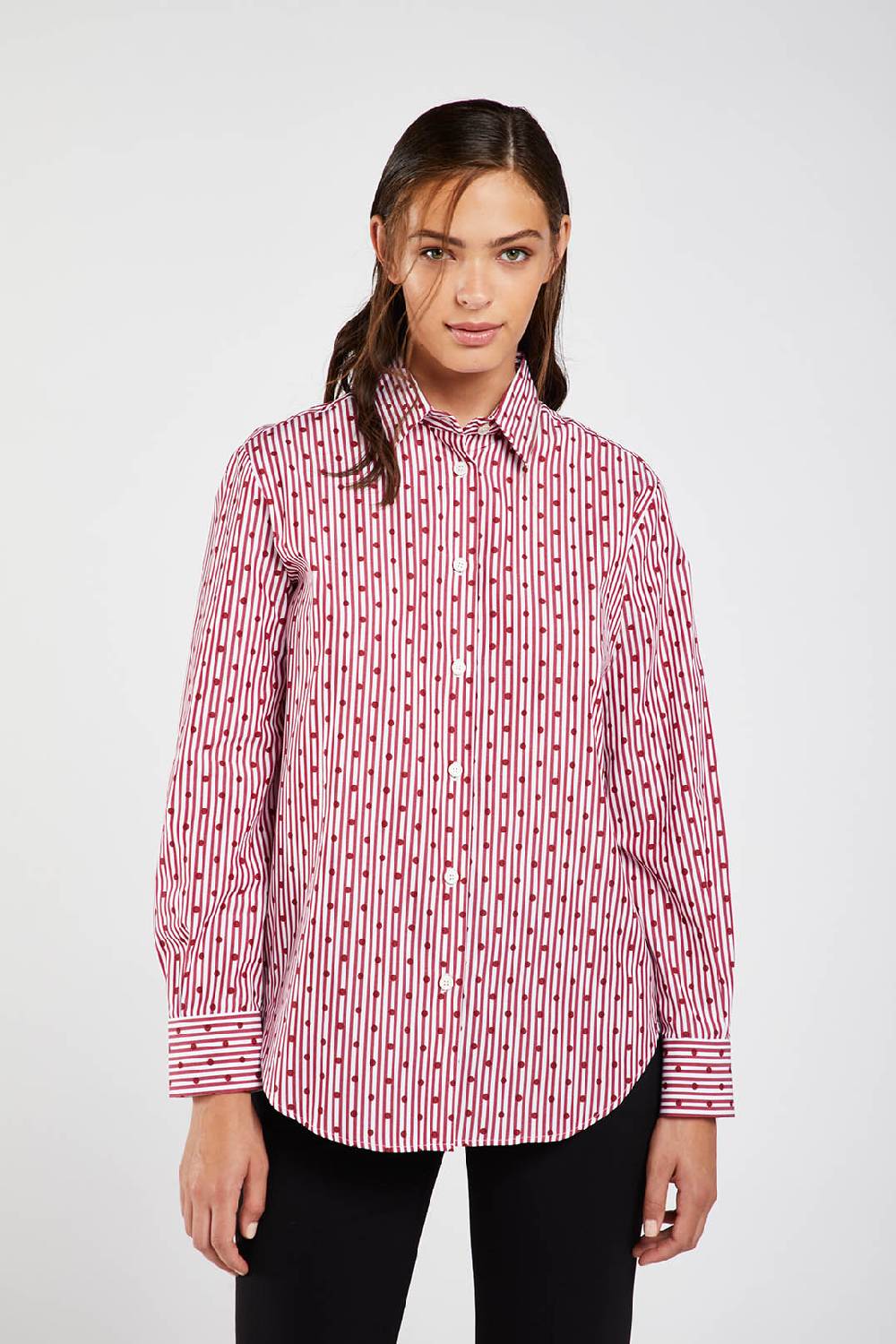 Piazza Sempione Camicia stampata a righe e pois Promozione