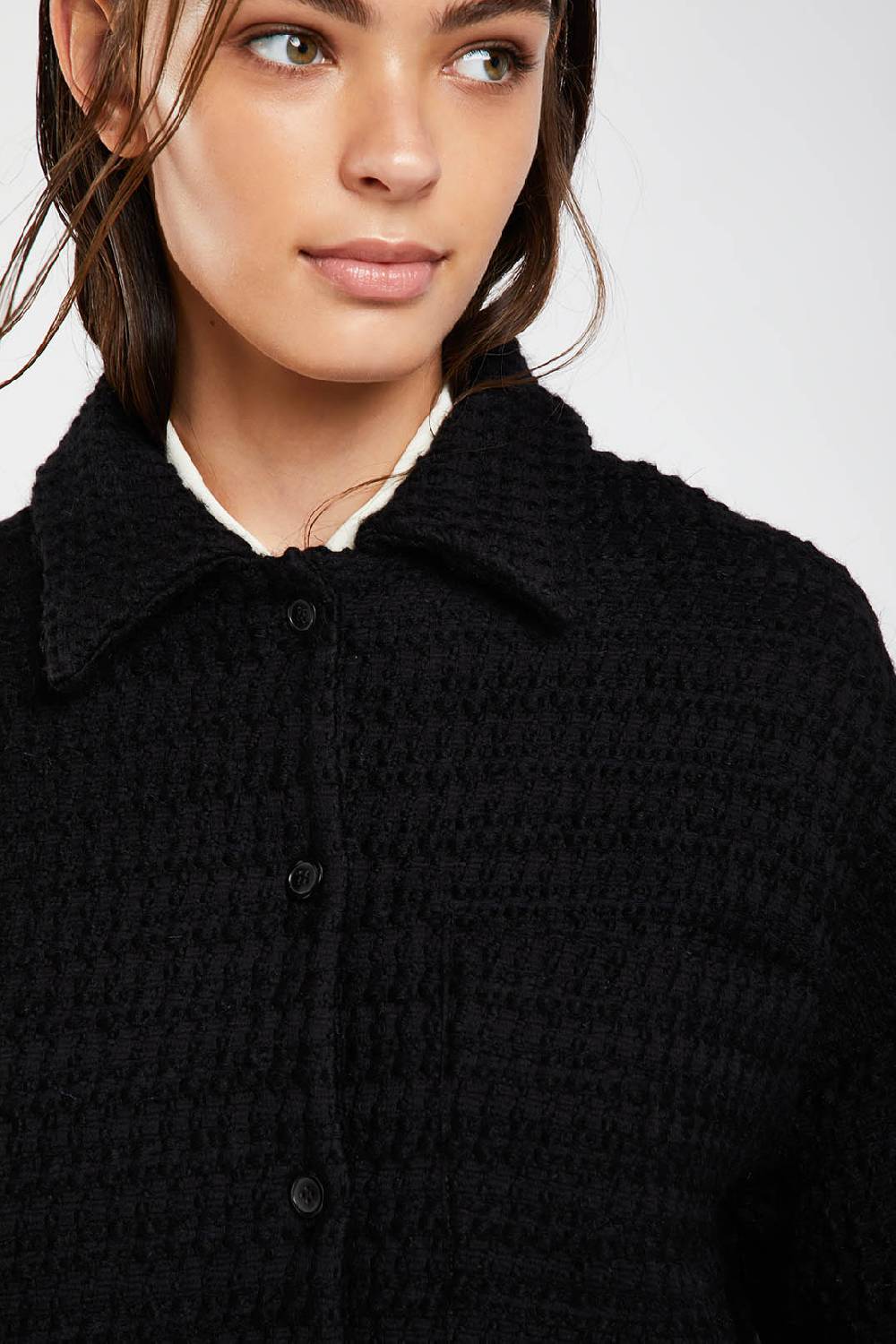 Piazza Sempione Giacca camicia in tweed tonale Offerte speciali