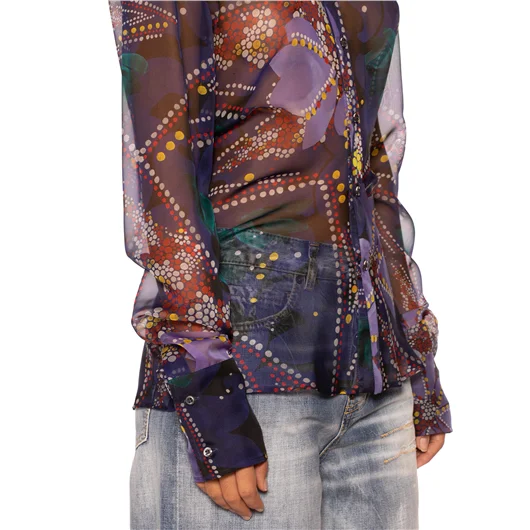 DSQUARED CAMICIA IN CHIFFON CON STAMPA FLOREALE Vendite stagionali