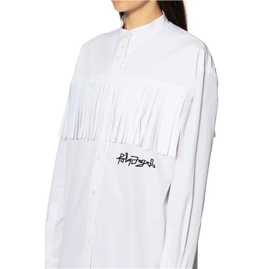 PALM ANGELS CAMICIA IN COTONE LOGO DESERT E FRANGE Offerta Pasqua
