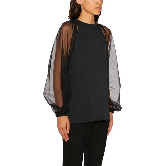 NOSTRASANTISSIMA CAMICIA RAGLAN IN SETA E TULLE Online Outlet