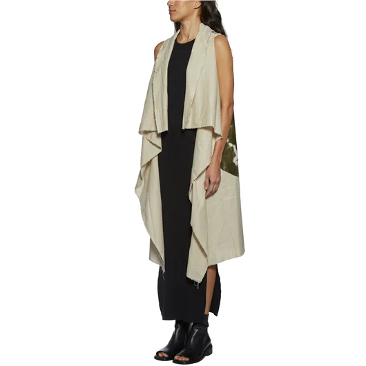 CLAUDIO CUTULI GILET IN PELLE E LINO Sottocosto