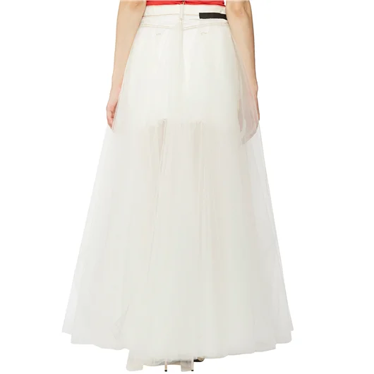 BEN TAVERNITI UNRAVEL GONNA LUNGA IN DENIM E TULLE Vendite Flash