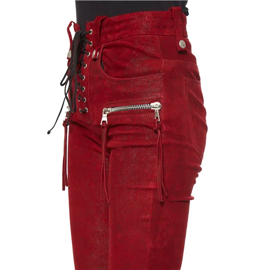 BEN TAVERNITI UNRAVEL PANTALONI IN PELLE STRETCH LACEUP Vendita Calda