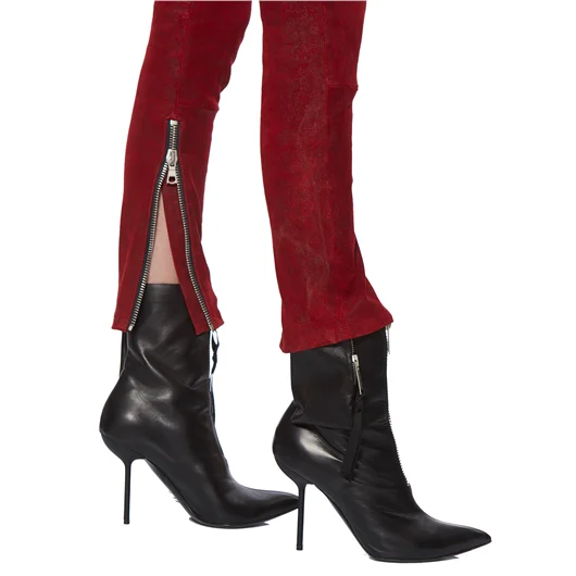 BEN TAVERNITI UNRAVEL PANTALONI IN PELLE STRETCH LACEUP Vendita Calda