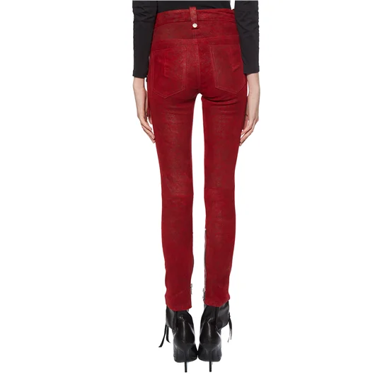 BEN TAVERNITI UNRAVEL PANTALONI IN PELLE STRETCH LACEUP Vendita Calda