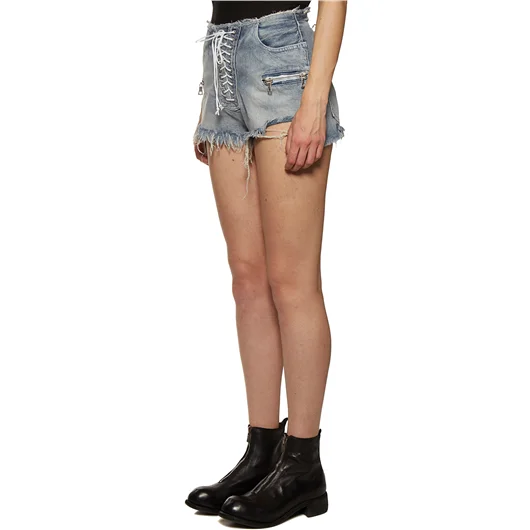 BEN TAVERNITI UNRAVEL SHORTS IN DENIM LACE UP Grande vendita