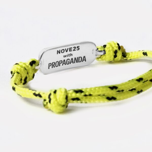 Propaganda Bracciale in Corda Gialla con Targa Propaganda W/ Nove25 In Argento Presa