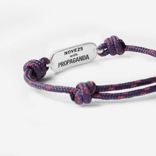 Propaganda Bracciale in Corda Viola con Targa Propaganda W/ Nove25 In Argento Sconto