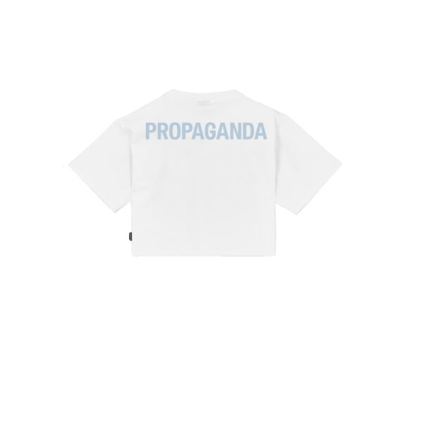 Propaganda Logo Woman Crop Top Tee – White Prezzo Ridotto