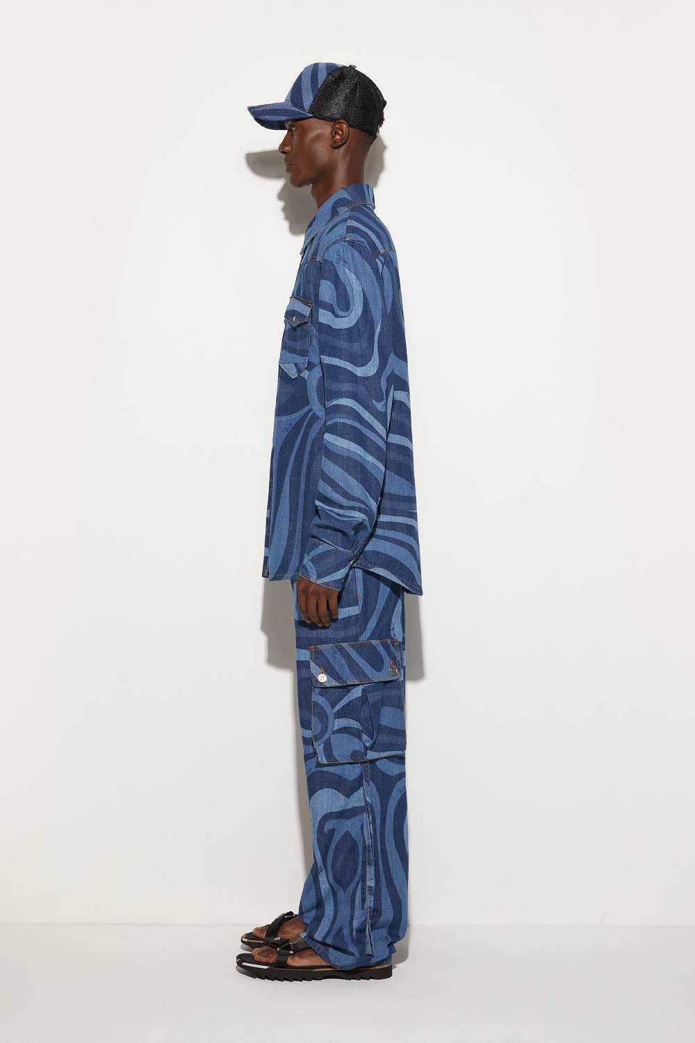 Pucci Camicia in denim con stampa Marmo Nuovo