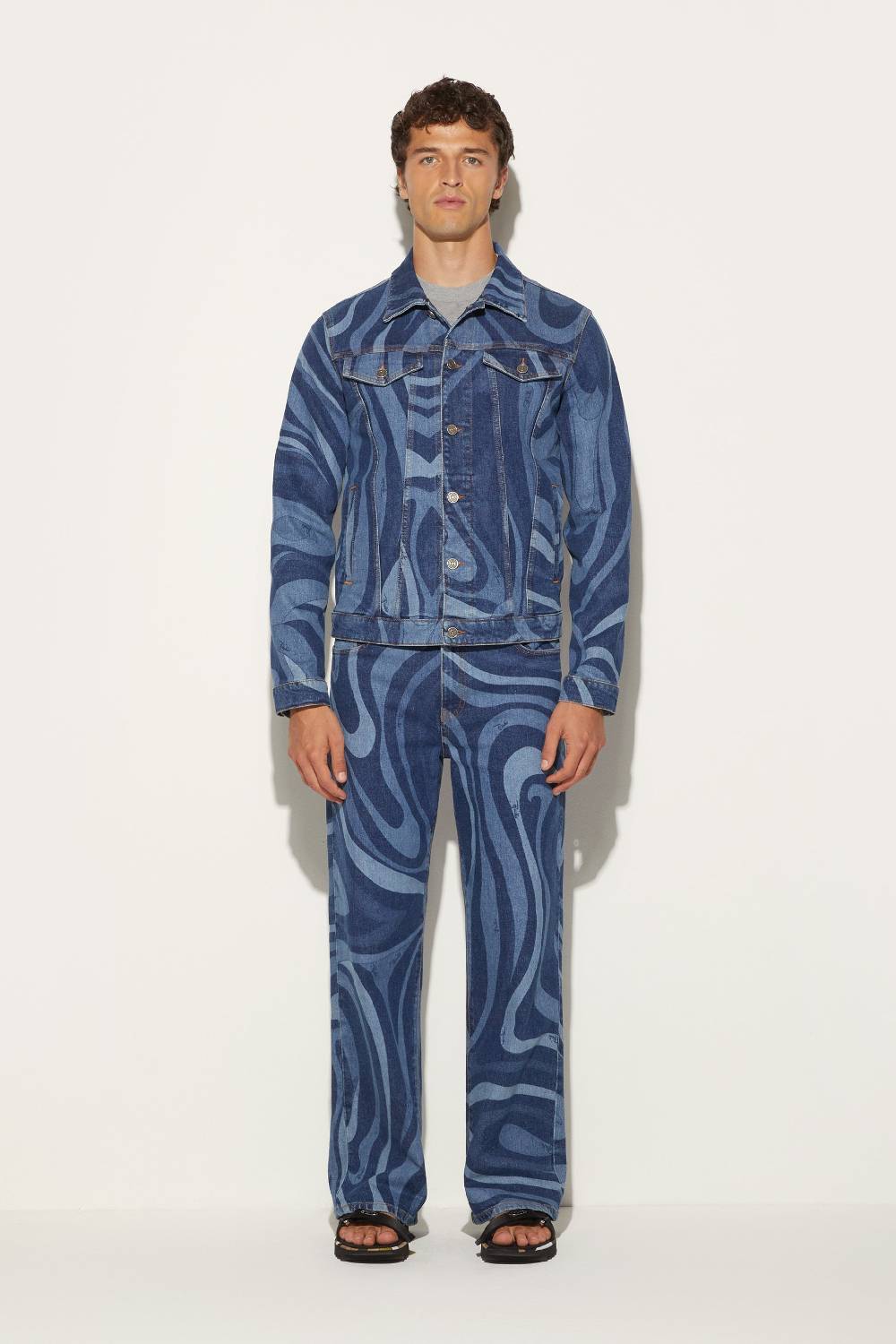 Pucci Giacca in denim con stampa Marmo Vendita