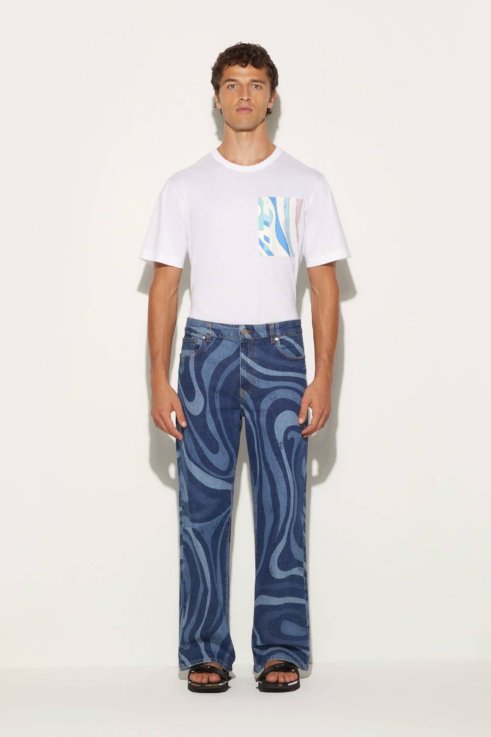 Pucci Jeans a gamba dritta con stampa Marmo Promozione
