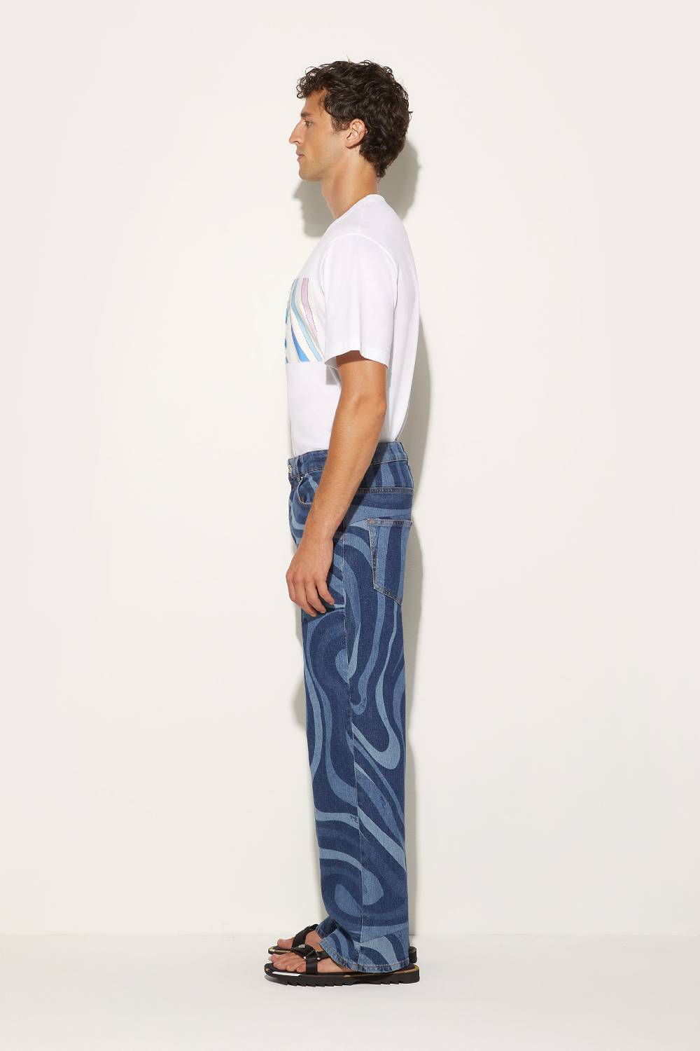 Pucci Jeans a gamba dritta con stampa Marmo Promozione
