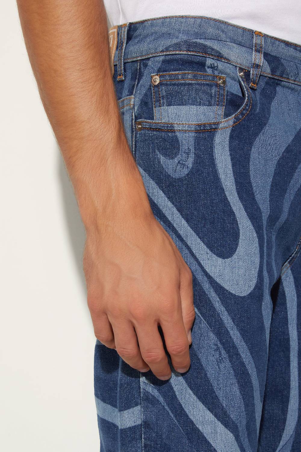 Pucci Jeans a gamba dritta con stampa Marmo Promozione
