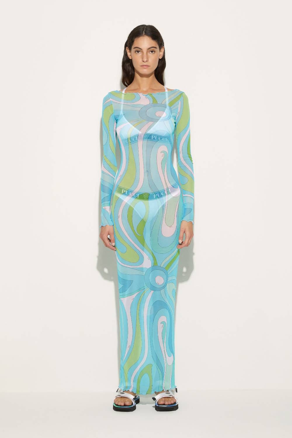 Pucci Abito lungo con stampa Marmo Moda
