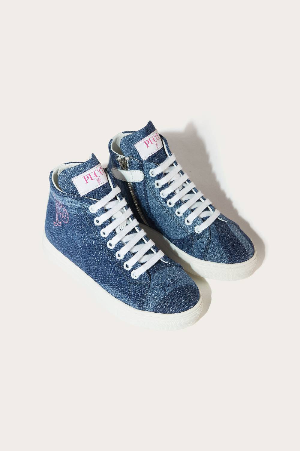 Pucci Marmo-Print Denim Sneakers Comprare a buon mercato
