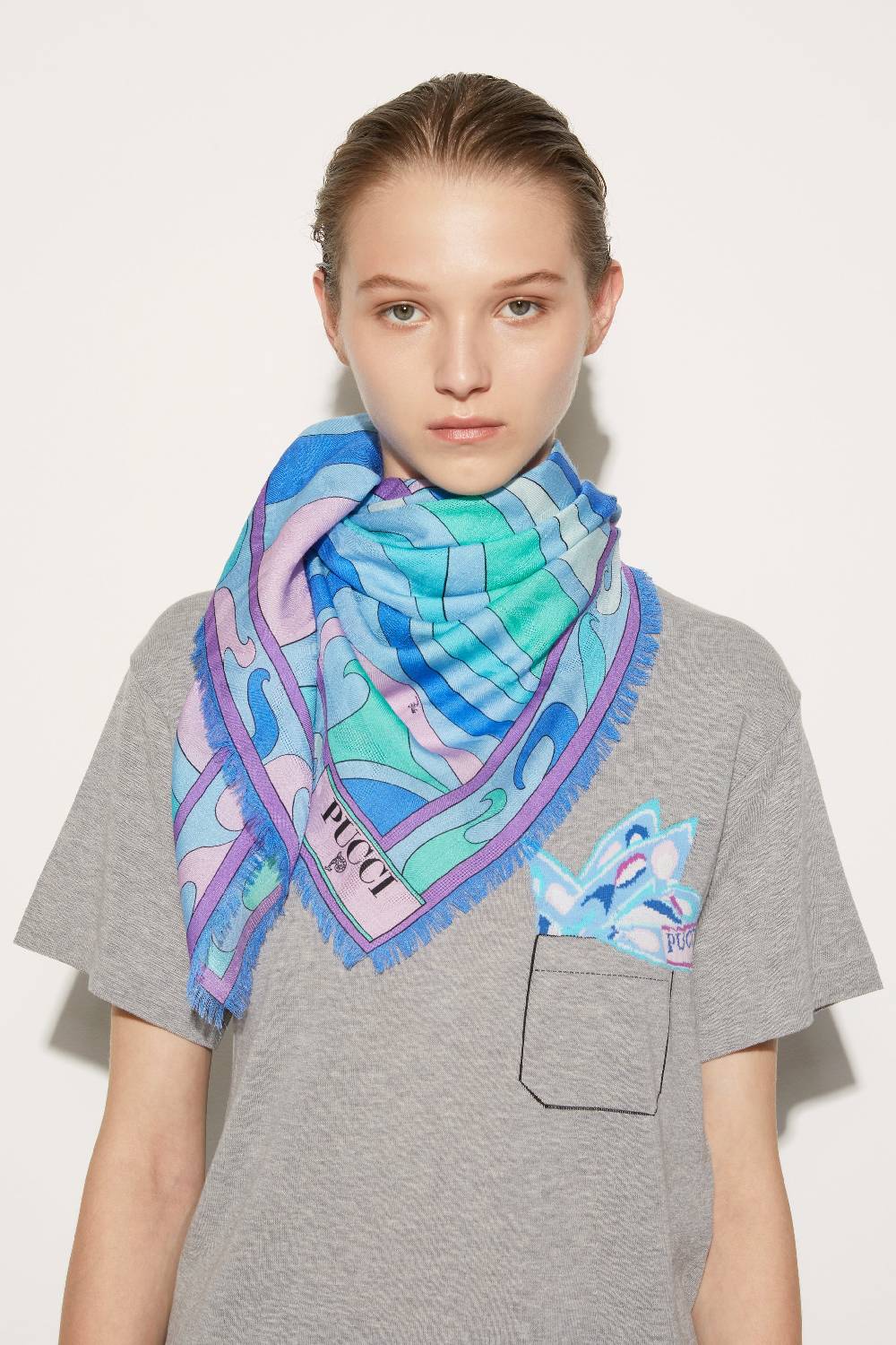Pucci Foulard grande jacquard con motivo Marmo Smaltimento dello stoccaggio