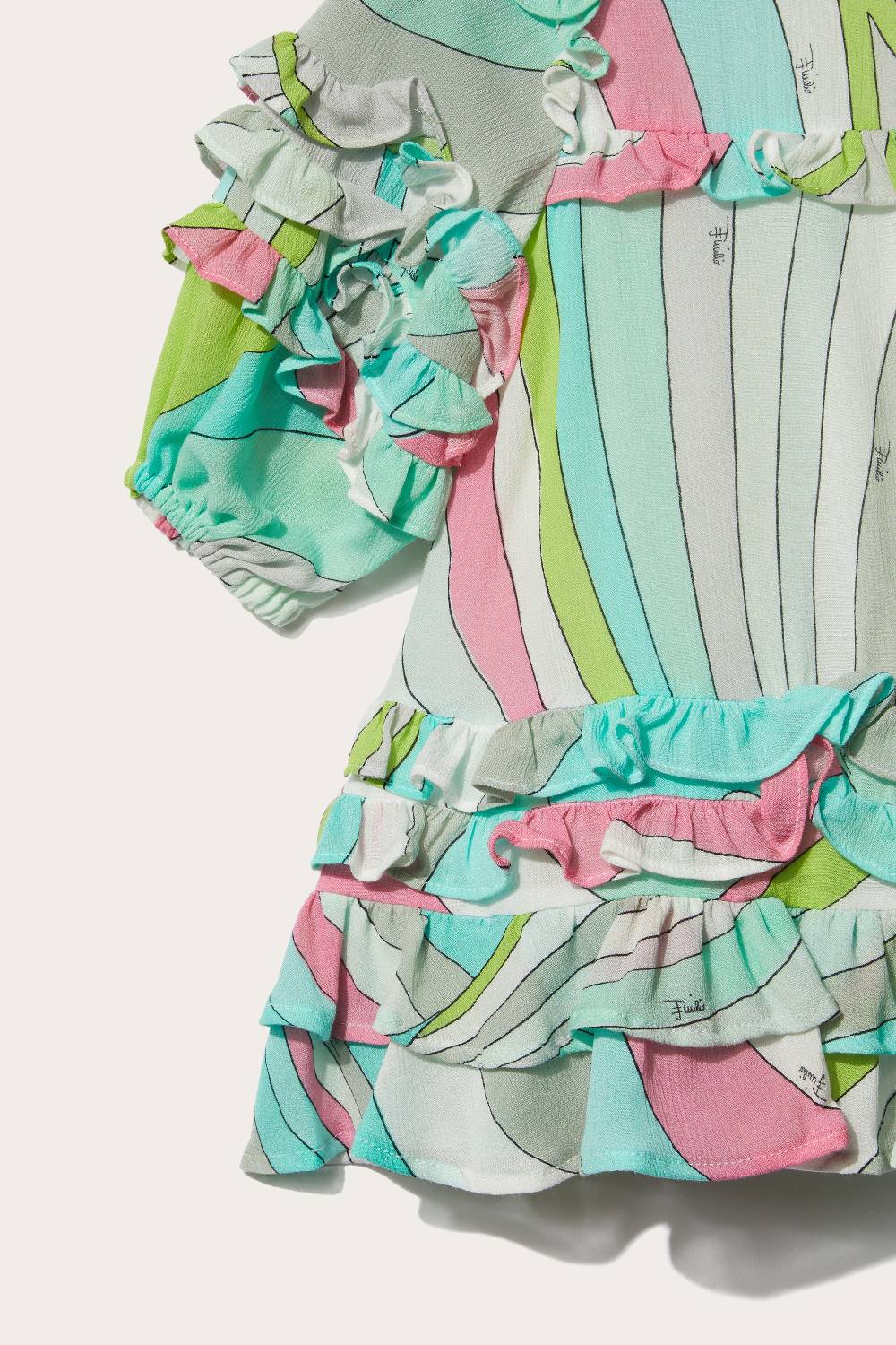 Pucci Iride-Print Ruffled Dress Comprane uno, ottenene uno gratis