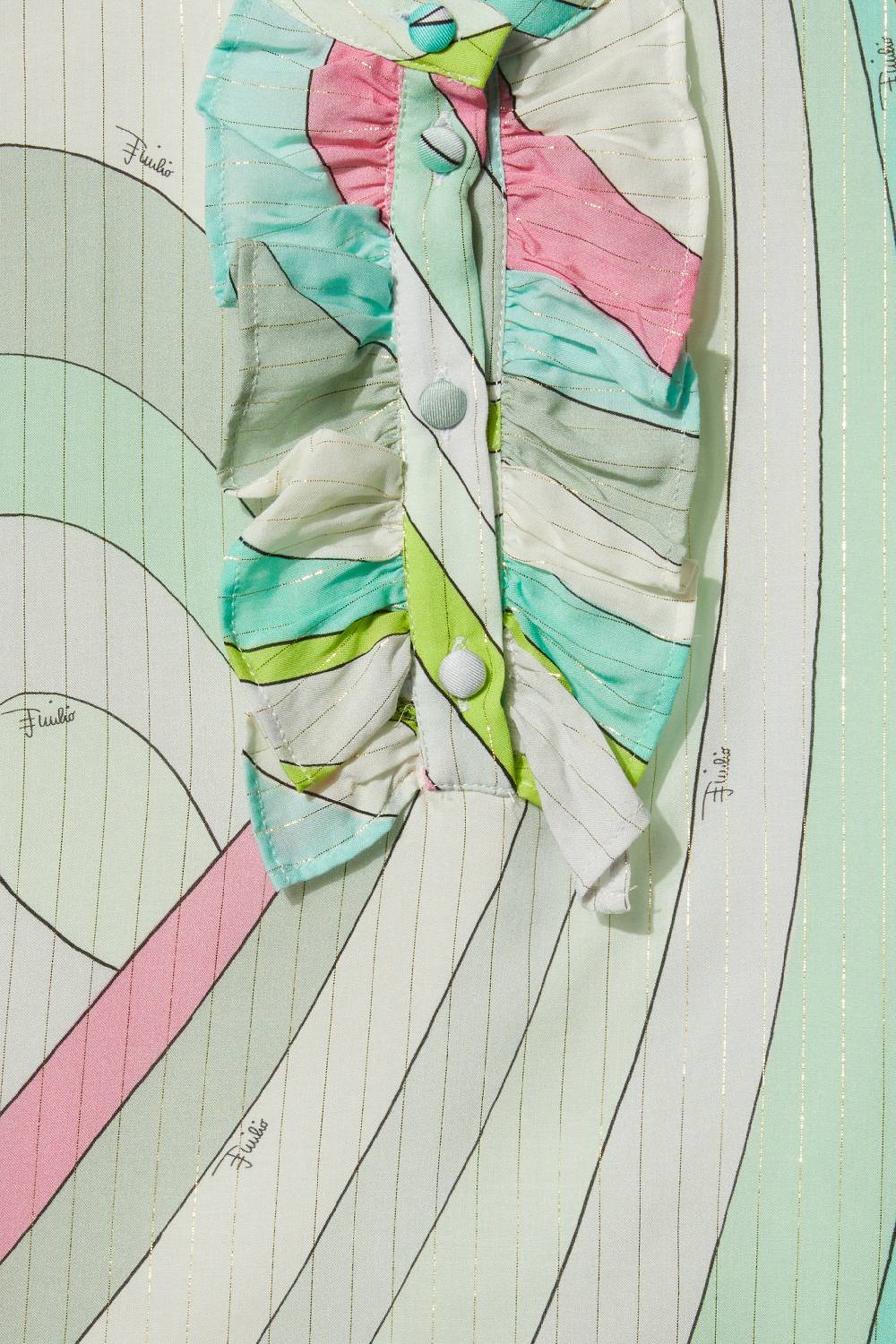 Pucci Iride-Print Ruffled Top Ultimo giorno