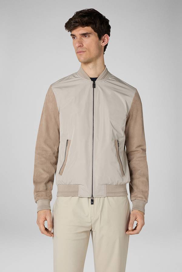 Pull Pal Zileri Bomber beige in nylon e suede Presa