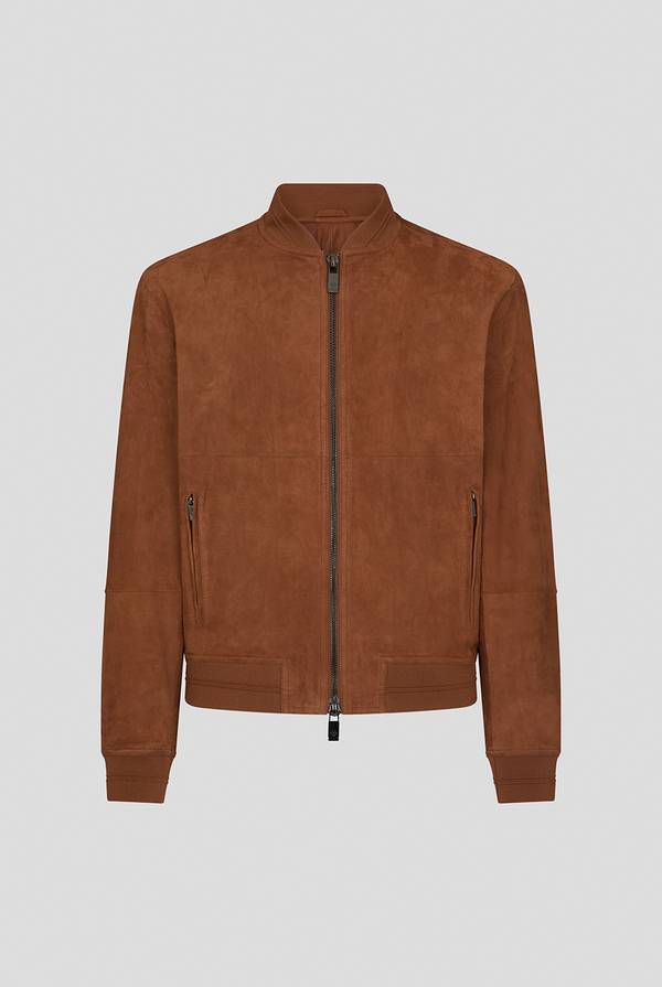Pull Pal Zileri Bomber in suede marrone Saldi Di Fabbrica