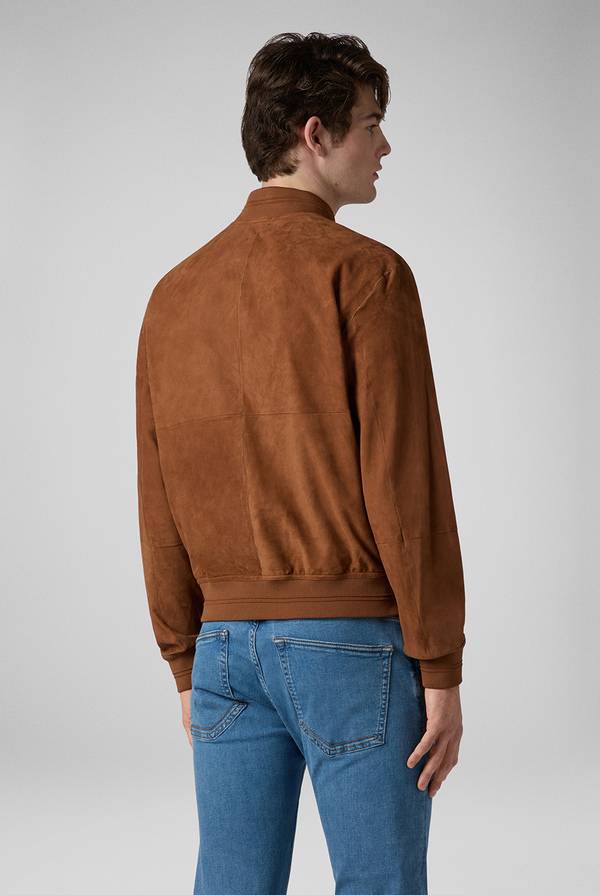 Pull Pal Zileri Bomber in suede marrone Saldi Di Fabbrica